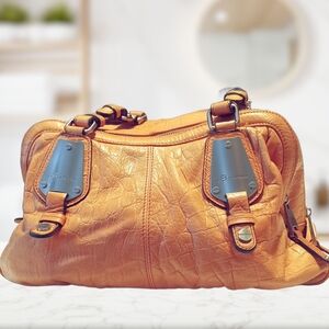 Rare B. MAKOWSKY Satchel Genuine Leather Signature Cheetah Leopard Print Lining